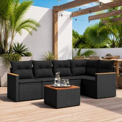 6 Piece Outdoor Sofa Set - Black Modular Design