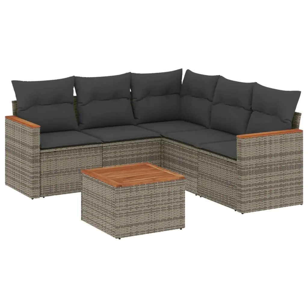 6 Piece Garden Sofa Set Outdoor Furniture Patio Lounge Chairs Table Grey