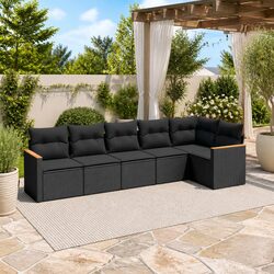 Friendly 6-Piece Garden Sofa Set with Black Rattan