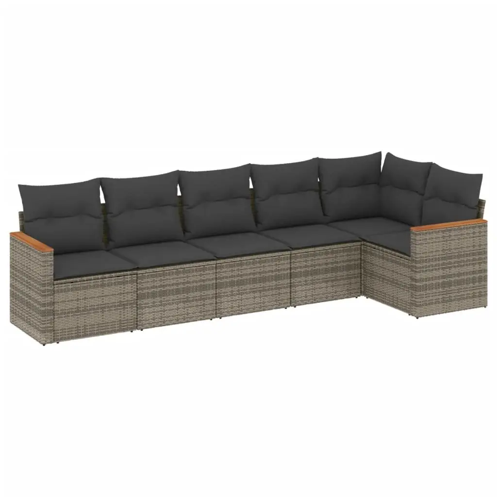 Garden Sofa Set 6 Piece Outdoor Furniture Patio Grey Poly Rattan Modular Seating
