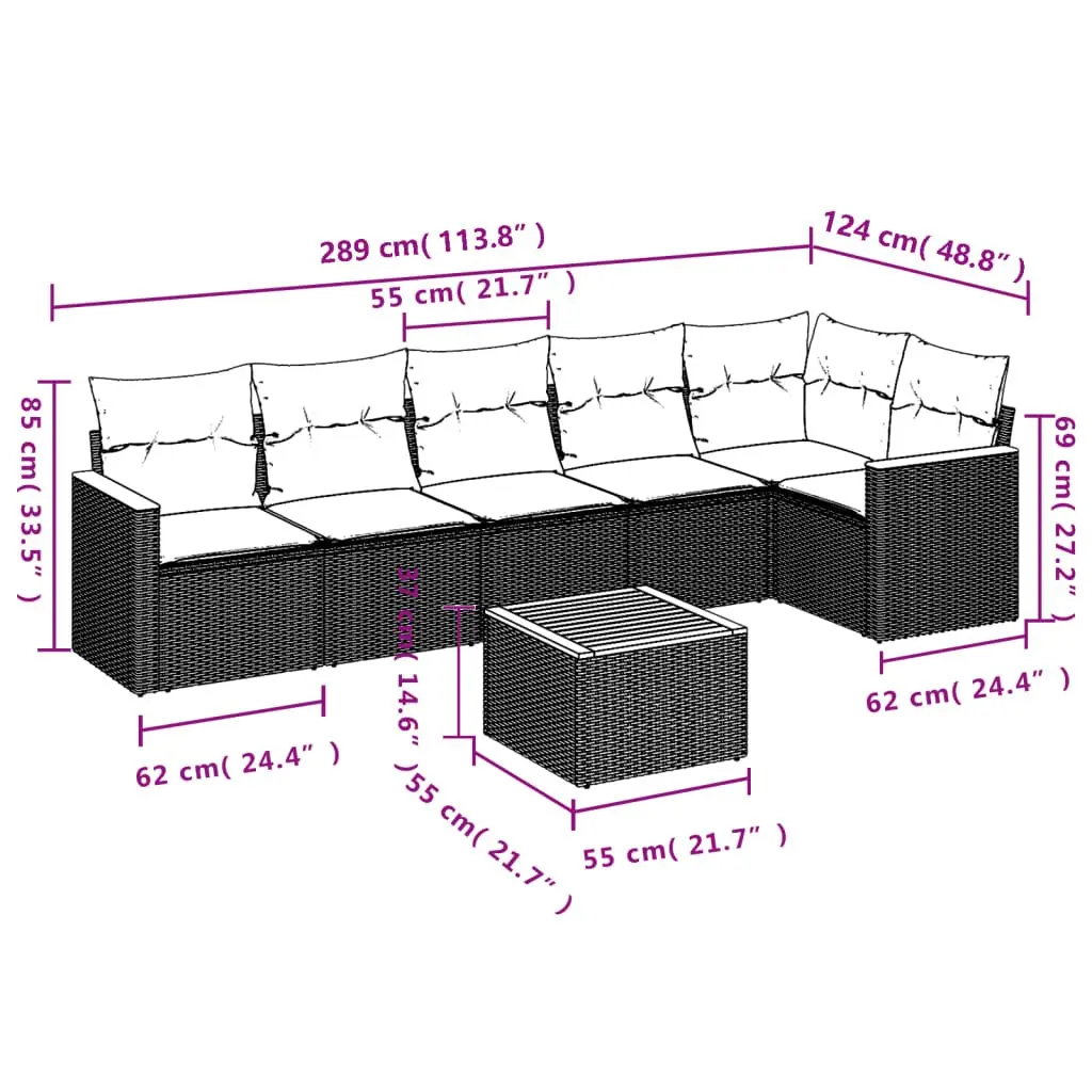 7 Piece Grey Garden Sofa Set