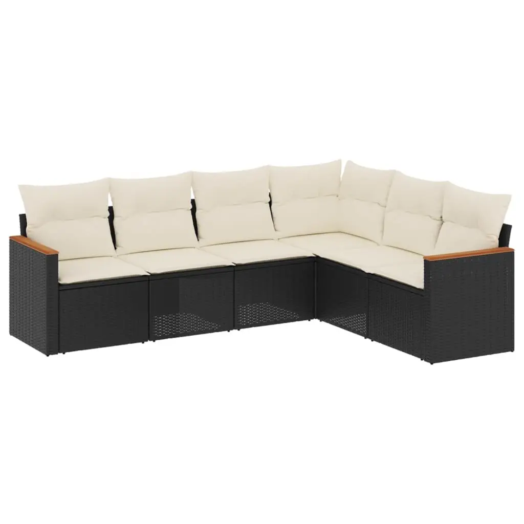 Garden Sofa Set 6 Piece Outdoor Furniture Patio Sectional Modular Black