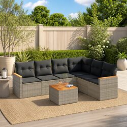 Charming 7-Piece Grey Outdoor Sofa Set