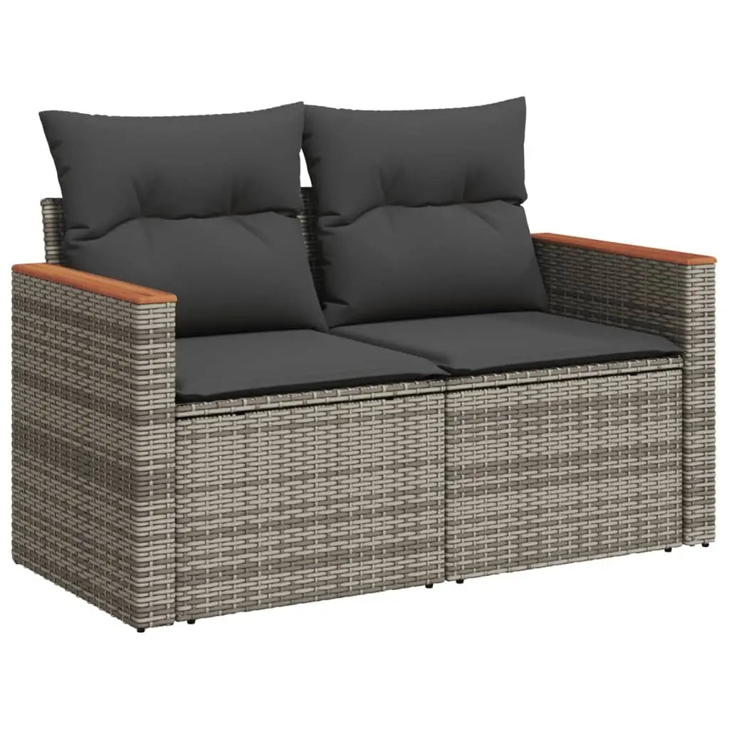 Garden Sofa Set 7 Piece Outdoor Furniture Grey Poly Rattan Patio Seating with