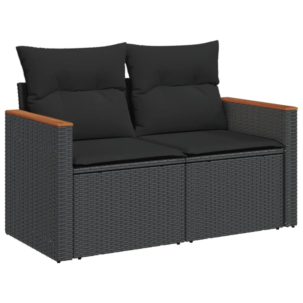 7 Piece Garden Sofa Set with Cushions Black Outdoor Furniture Patio Seating