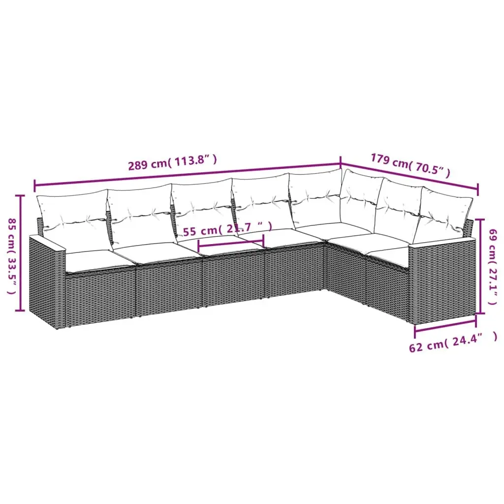 7 Piece Garden Sofa Set with Cushions Black Outdoor Furniture Patio Seating
