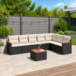 Garden Sofa Set 8 Piece Outdoor Furniture Patio Seating Black Poly Rattan