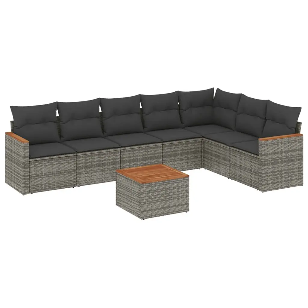 Garden Sofa Set 8 Piece Outdoor Furniture Grey Poly Rattan Patio Lounge Seating