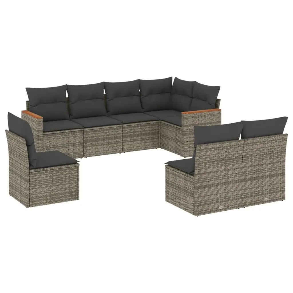 Garden Sofa Set 8 Piece Outdoor Furniture Patio Seating Grey with Cushions