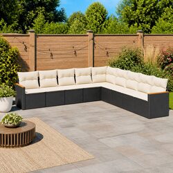 Garden Sofa Set 9 Piece Outdoor Furniture Patio Seating with Cushions Black