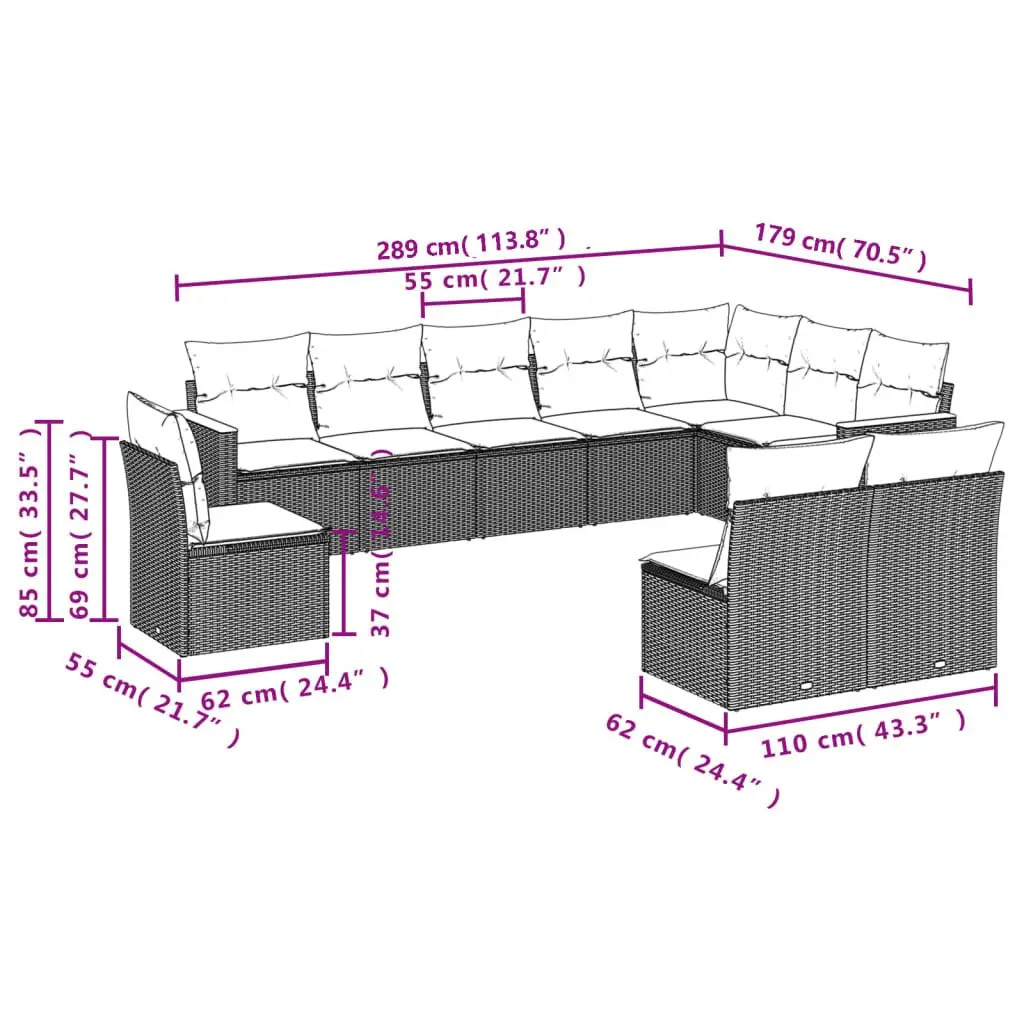 10-Piece Sofa Set for Outdoor Relaxation