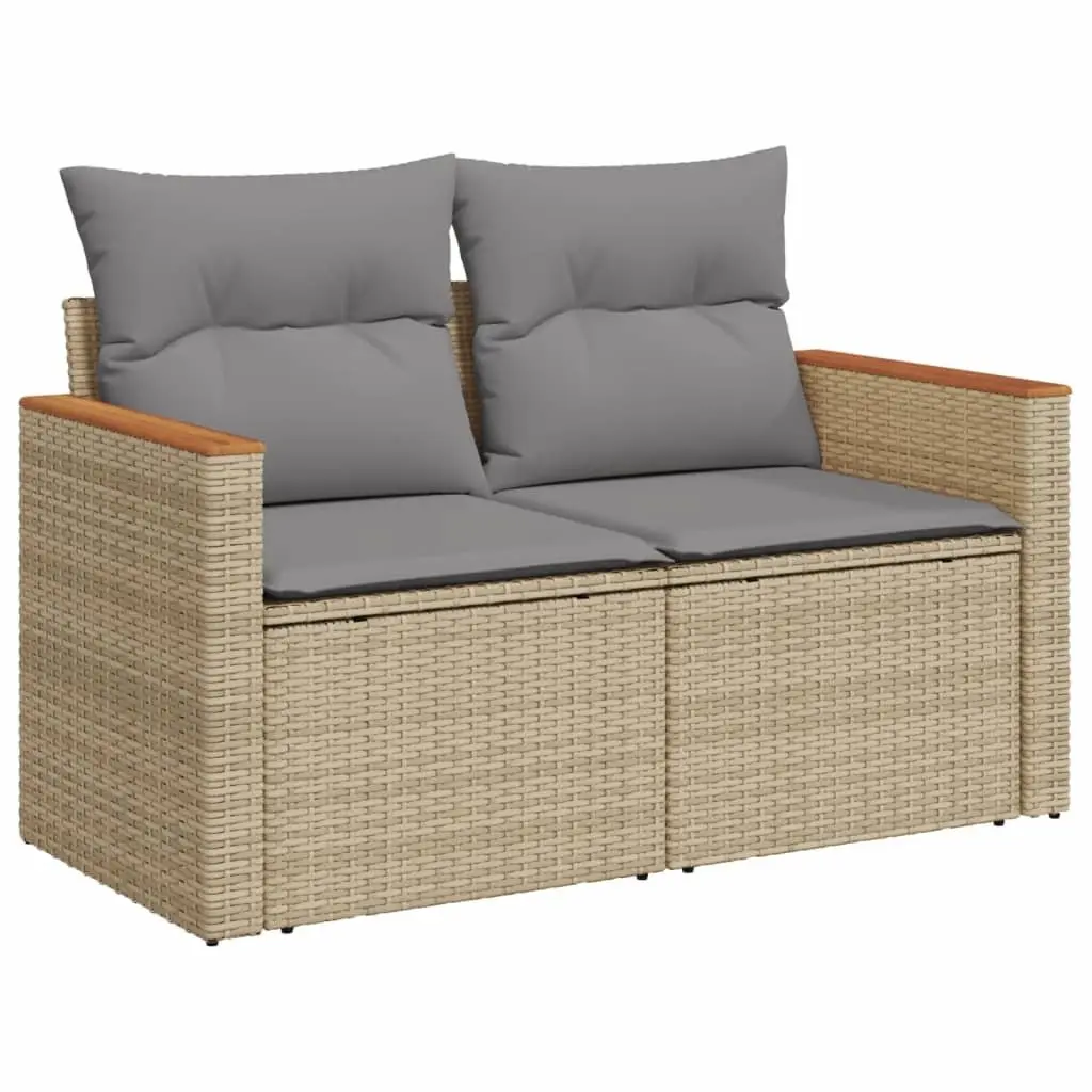 Garden Sofa Set 11 Piece Outdoor Furniture Beige Poly Rattan Patio Lounge