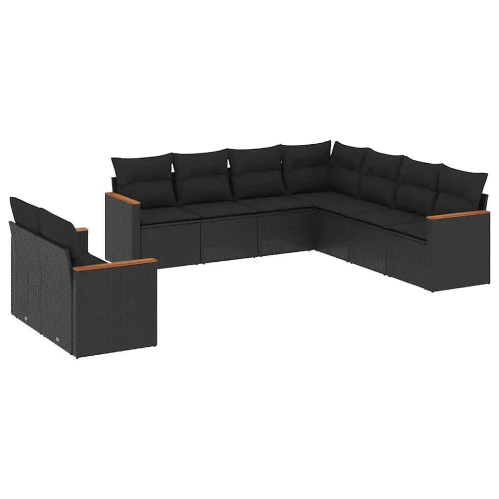 Garden Sofa Set 9 Piece Outdoor Furniture Patio Black Modular Seating Cushions
