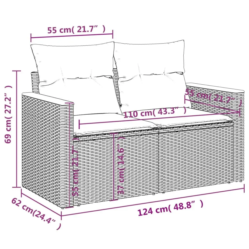Garden Sofa Set 9 Piece Outdoor Furniture Patio Grey Poly Rattan Modular Lounge