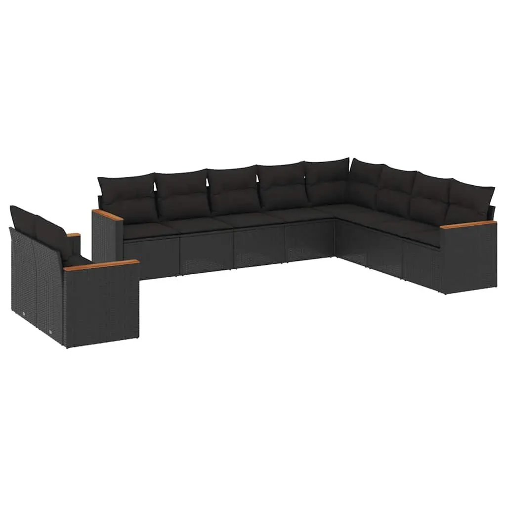 Garden Sofa Set 10 Piece Outdoor Furniture Black Modular Patio Seating Cushions