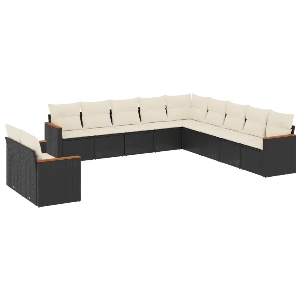 Garden Sofa Set 11 Piece Outdoor Furniture Black Patio Seating Modular with