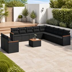 12 Piece Garden Sofa Set with Cushions Black Outdoor Furniture Patio Lounge
