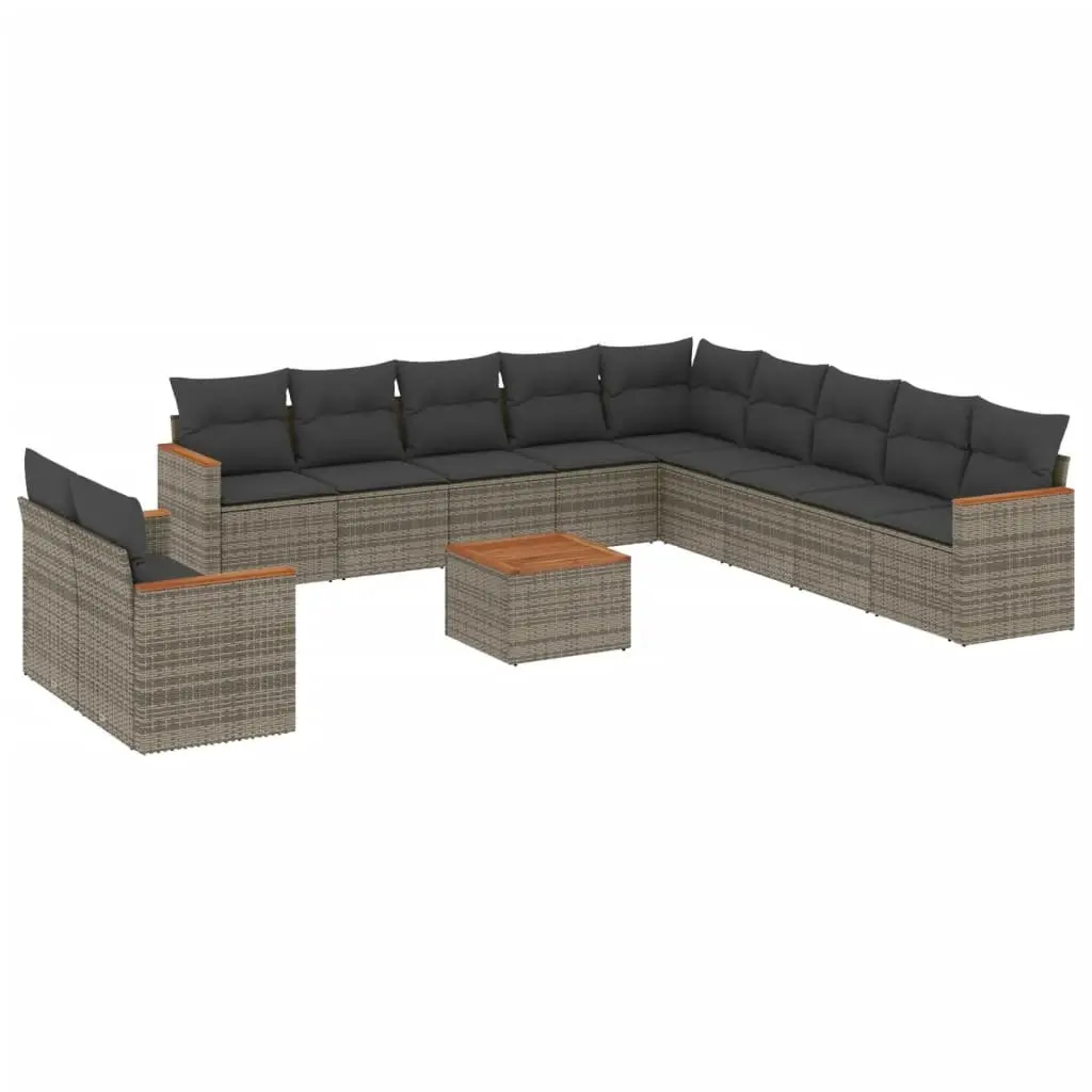 Garden Sofa Set 12 Piece Outdoor Furniture Patio Grey Poly Rattan Modular