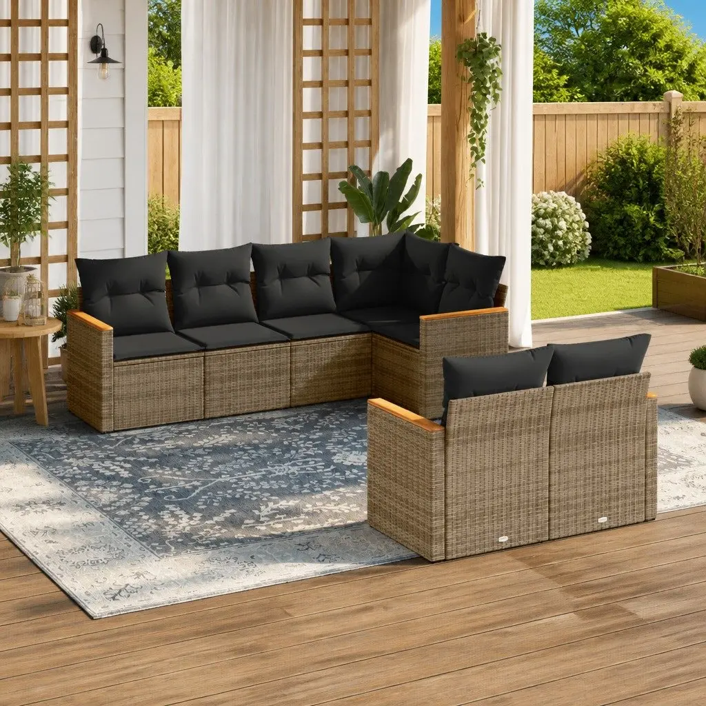 Garden Sofa Set 7 Piece Outdoor Patio Furniture Grey Rattan Modular Lounge Suite