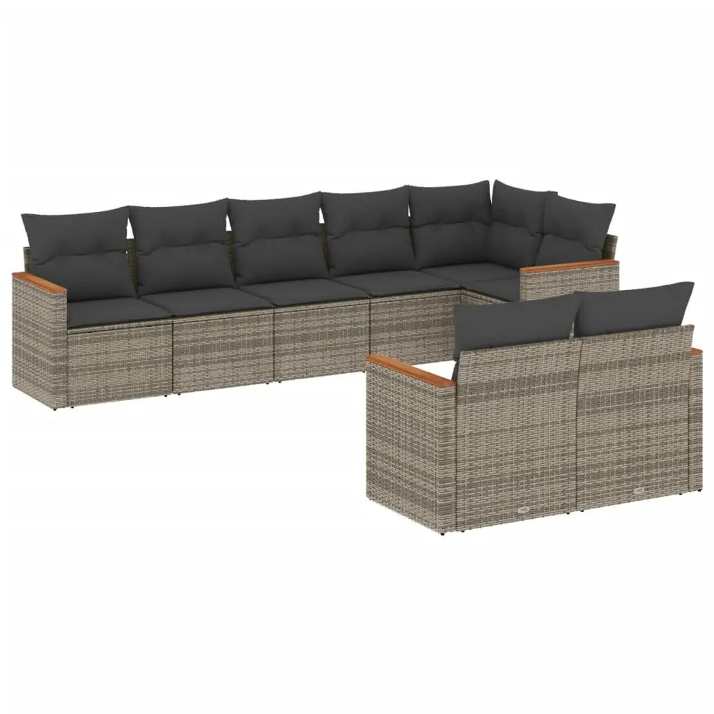 Modular Garden Sofa Set Grey 8 Piece Poly Rattan Outdoor Furniture