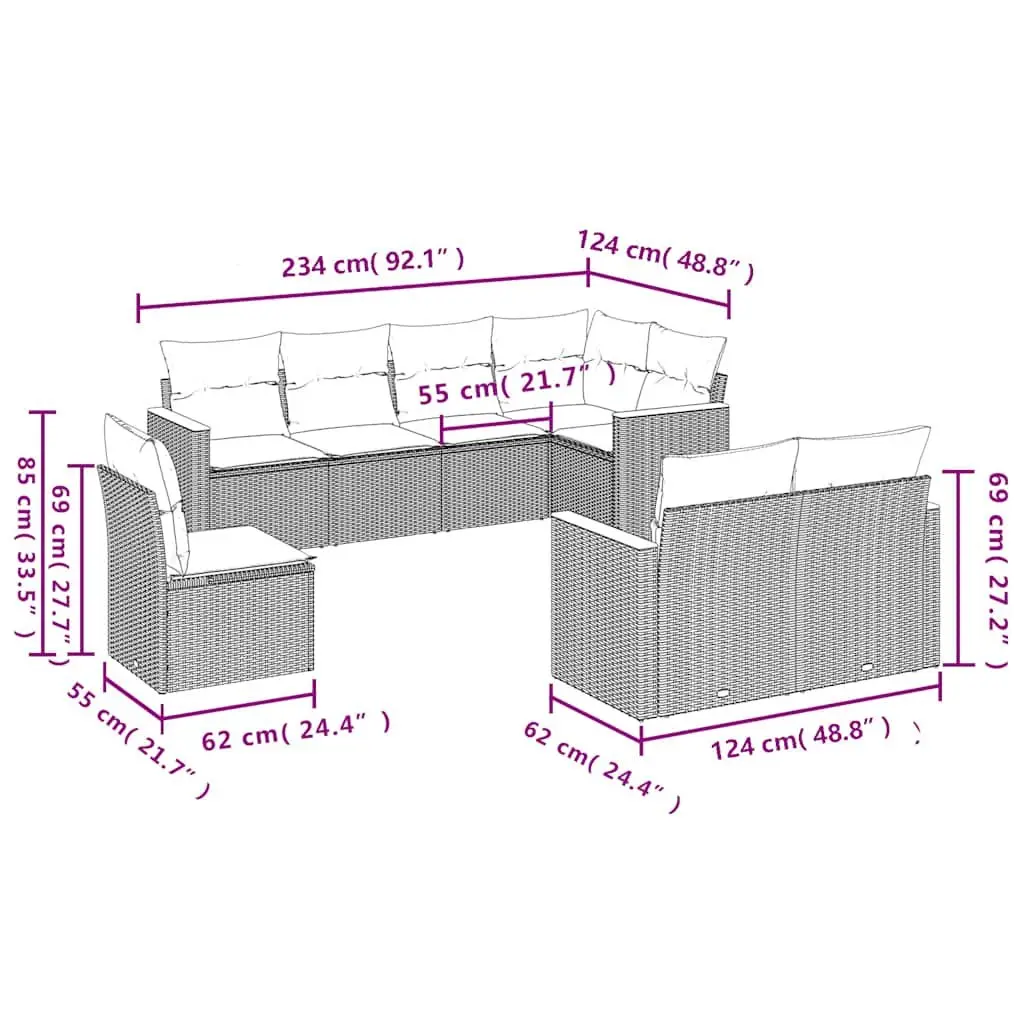 Outdoor 8 Piece Sofa Set for Relaxing