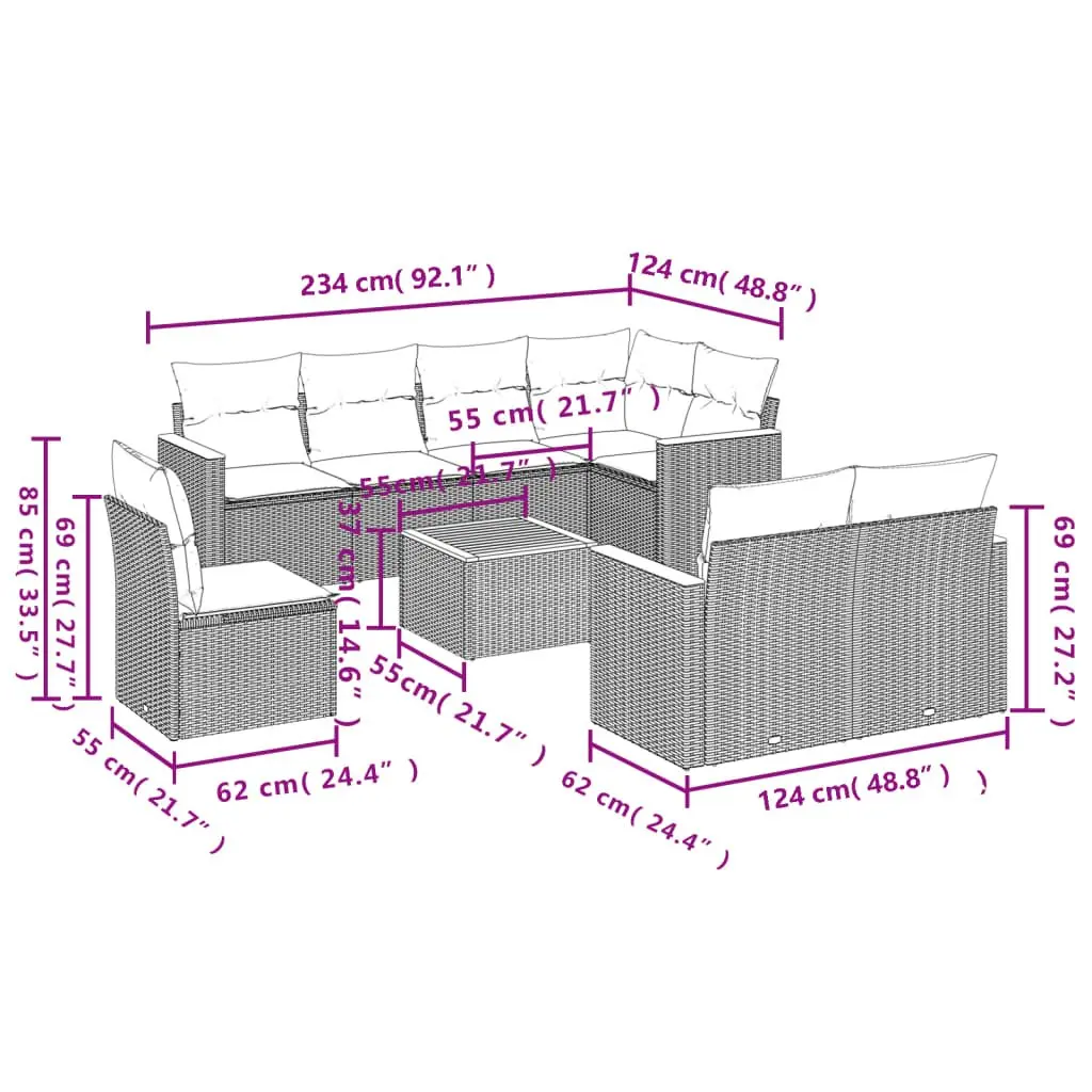 9 Piece Outdoor Sofa Set