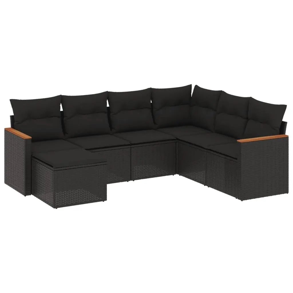 Garden Sofa Set 7 Piece Outdoor Patio Furniture Black Rattan