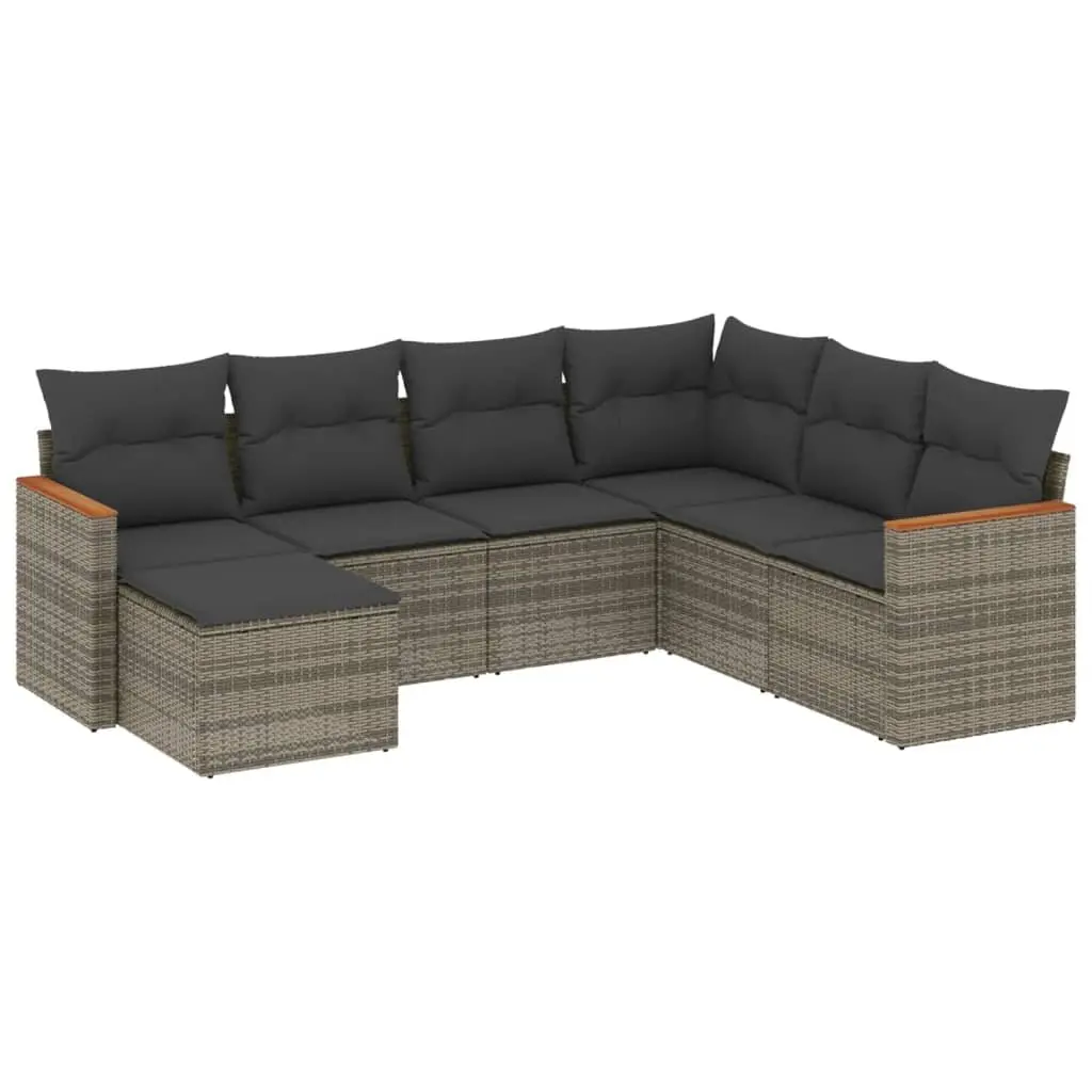 Garden Sofa Set 7 Piece Outdoor Furniture Patio Seating Grey with Cushions