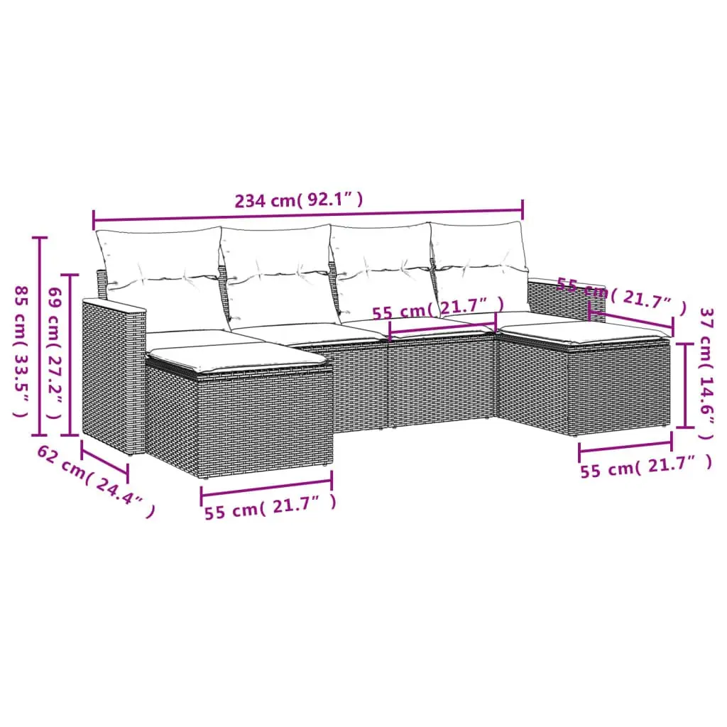 6-Piece Modular Outdoor Sofa Set