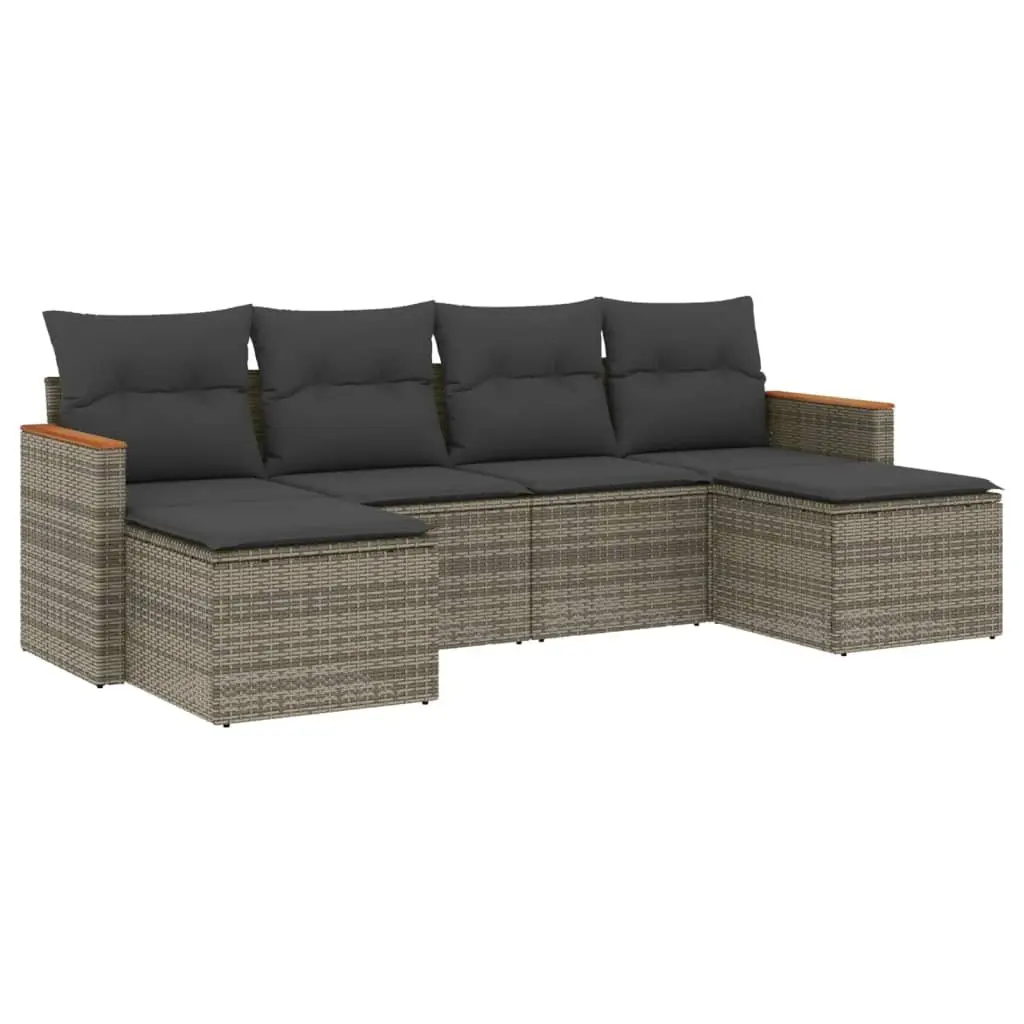 6 Piece Grey Garden Sofa Set