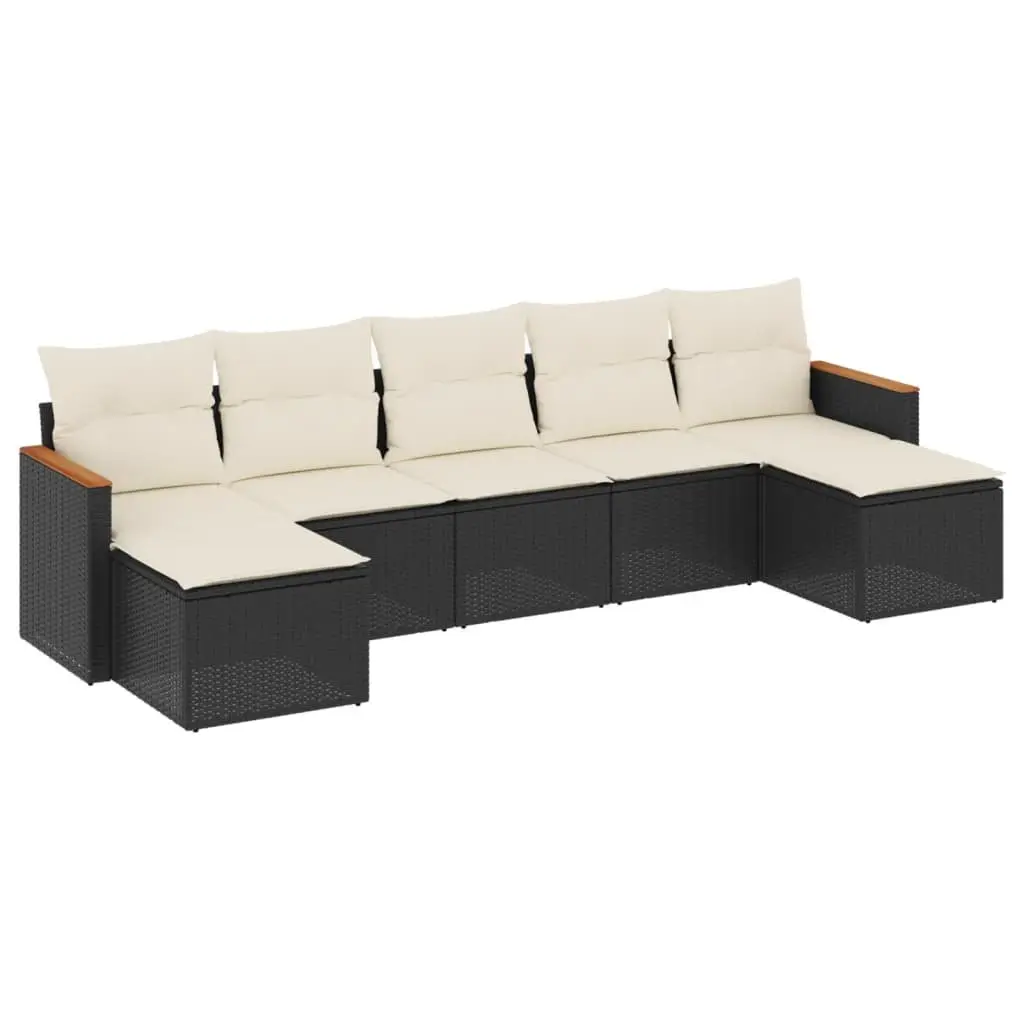 Garden Sofa Set 7 Piece Outdoor Furniture Patio Seating Black with Cushions