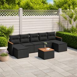 8 Piece Garden Sofa Set Outdoor Patio Furniture with Cushions Black