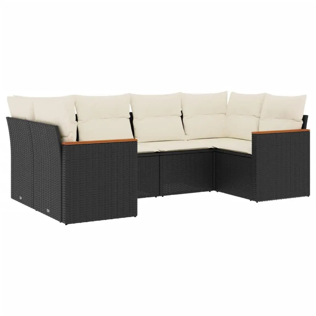 Garden Sofa Set 6 Piece Outdoor Furniture Patio Seating with Cushions Black