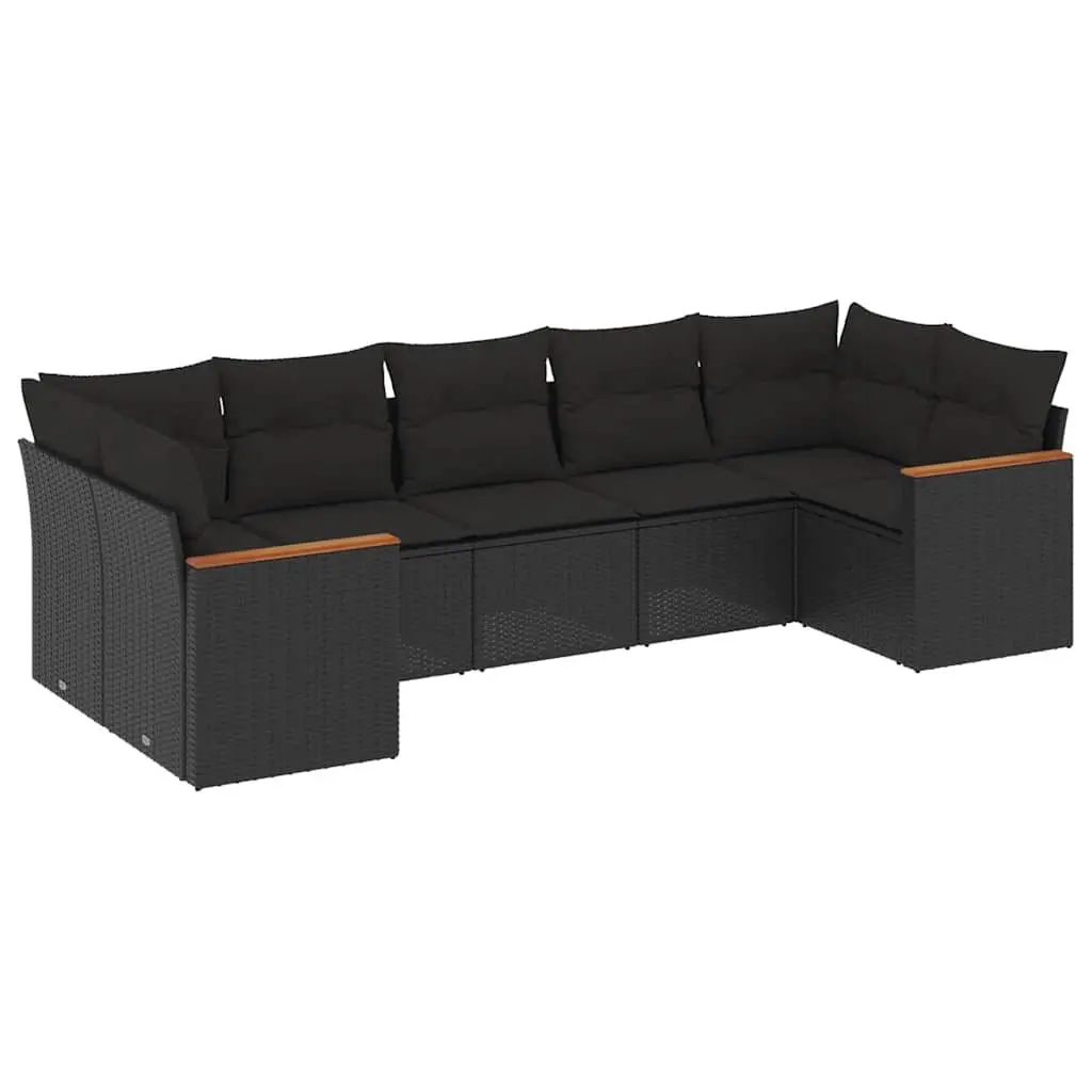 7 Piece Black Rattan Sofa Set