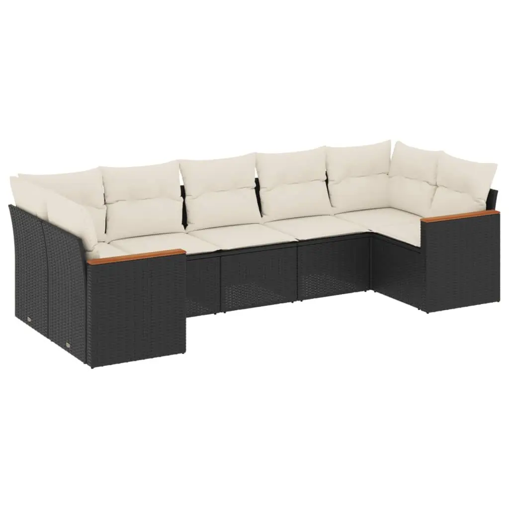 Garden Sofa Set 7 Piece Outdoor Furniture Patio Sectional Black Modular