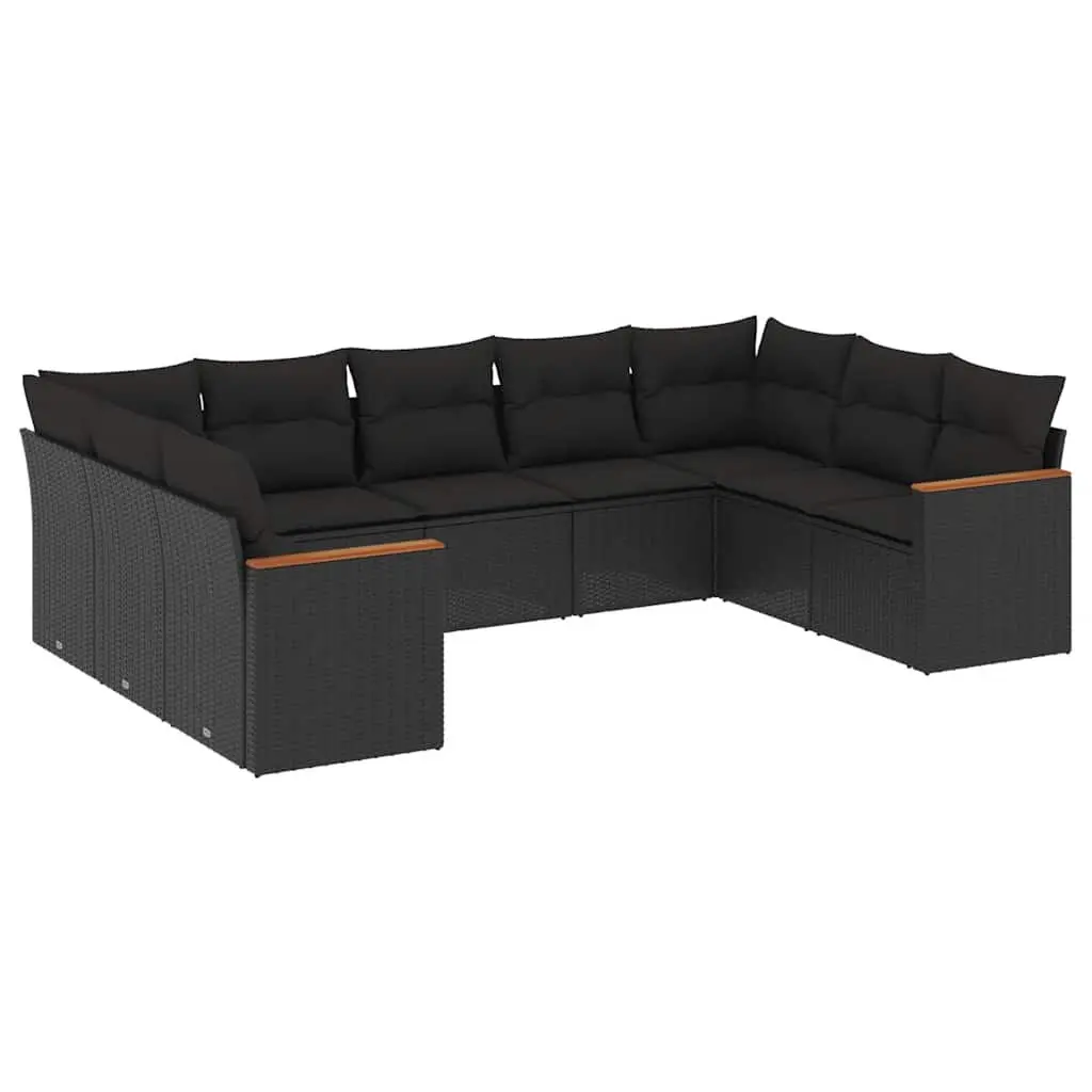 Garden Sofa Set 9 Piece Outdoor Furniture Patio Rattan Lounge Black Modular