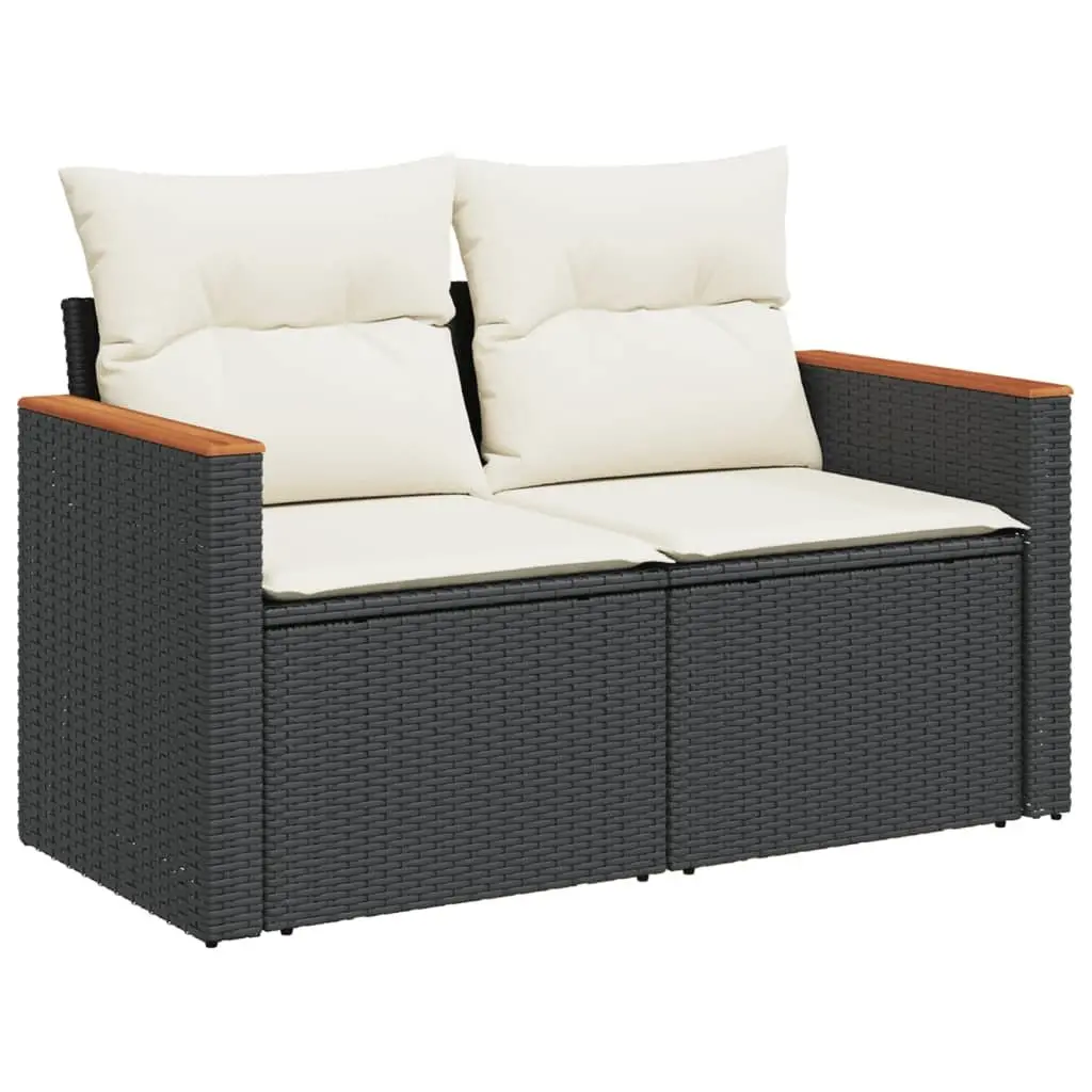 Garden Sofa Set 9 Piece Outdoor Furniture Patio Sectional with Cushions Black