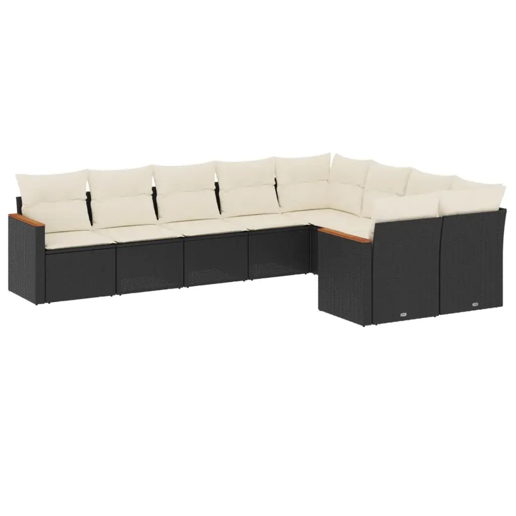 Garden Sofa Set 9 Piece Outdoor Patio Furniture with Cushions Black Modular