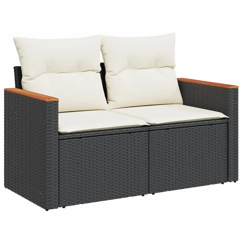 Garden Sofa Set 9 Piece Outdoor Patio Furniture with Cushions Black Modular
