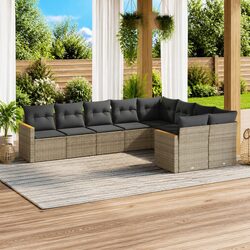 Garden Sofa Set 9 Piece Outdoor Furniture Patio Grey Poly Rattan Modular Lounge