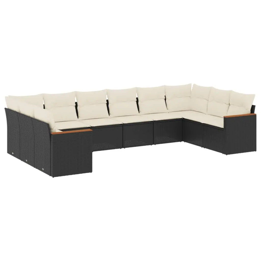 Garden Sofa Set 10 Piece Outdoor Furniture Patio Seating with Cushions Black