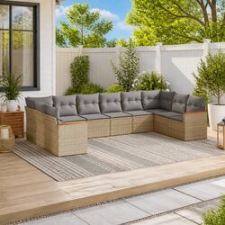 Friendly 10-Piece Beige Patio Sofa Set for Your Enjoyment