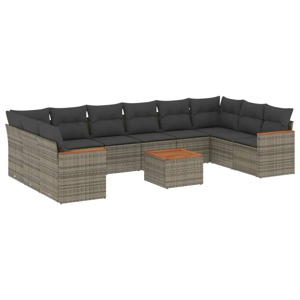 Garden Sofa Set 11 Piece Outdoor Furniture Patio Sectional Modular Grey with