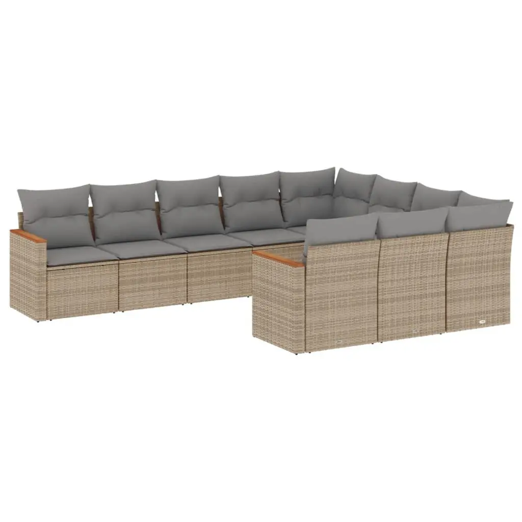 Garden Sofa Set 10 Piece Outdoor Furniture Patio Lounge Beige Modular Rattan