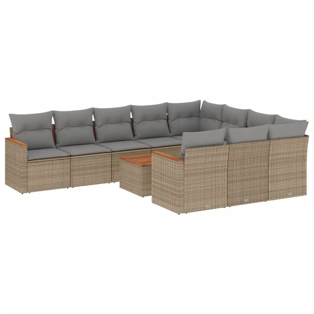 Garden Sofa Set 11 Piece Outdoor Furniture Patio Seating Beige Modular with