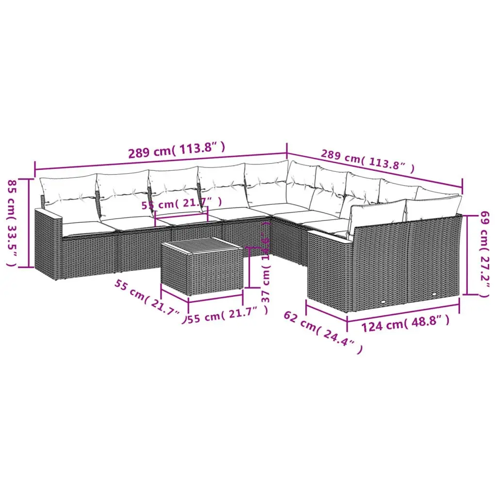 11-Piece Garden Sofa Set
