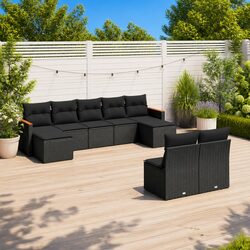 Friendly 9-Piece Modular Garden Sofa Set in Black