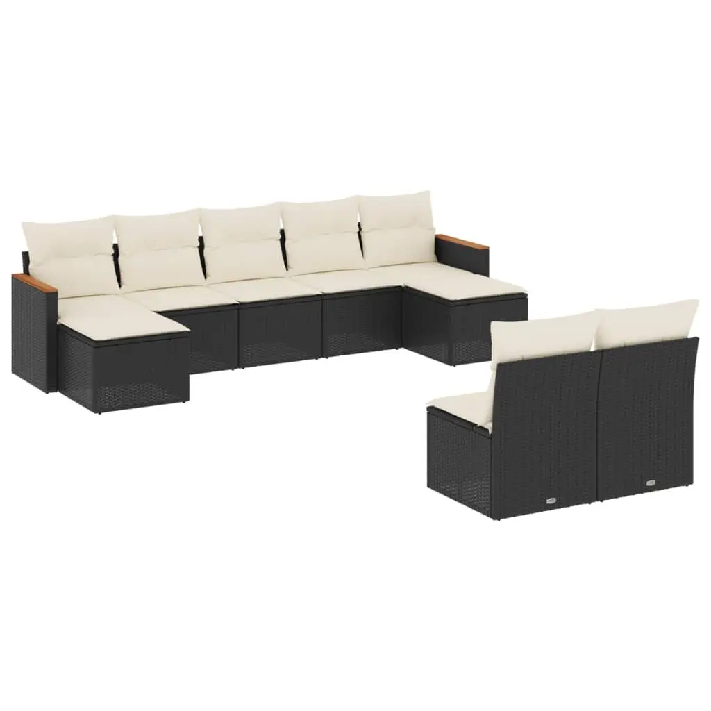 Garden Sofa Set 9 Piece Outdoor Furniture Patio Lounge Black Modular Seating