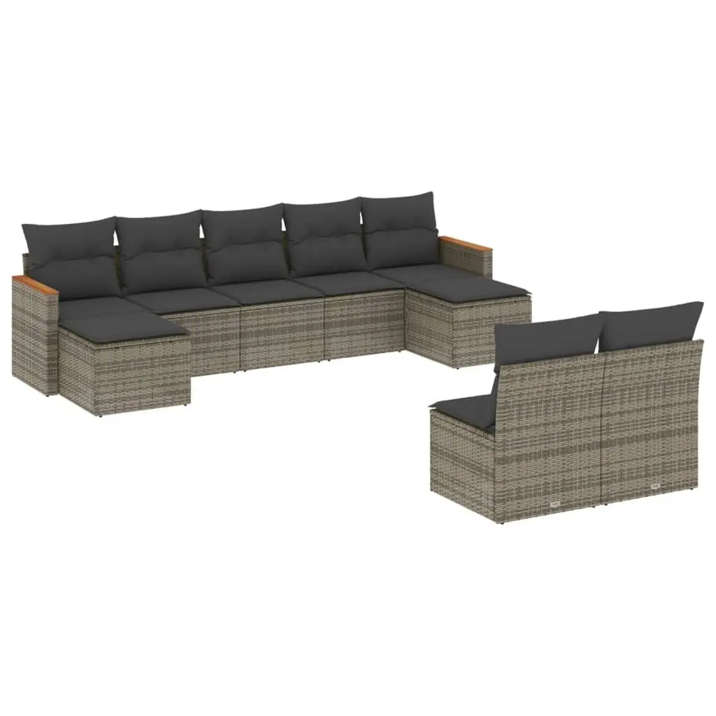 Garden Sofa Set Modular Grey Rattan 9 Piece Outdoor Patio Furniture