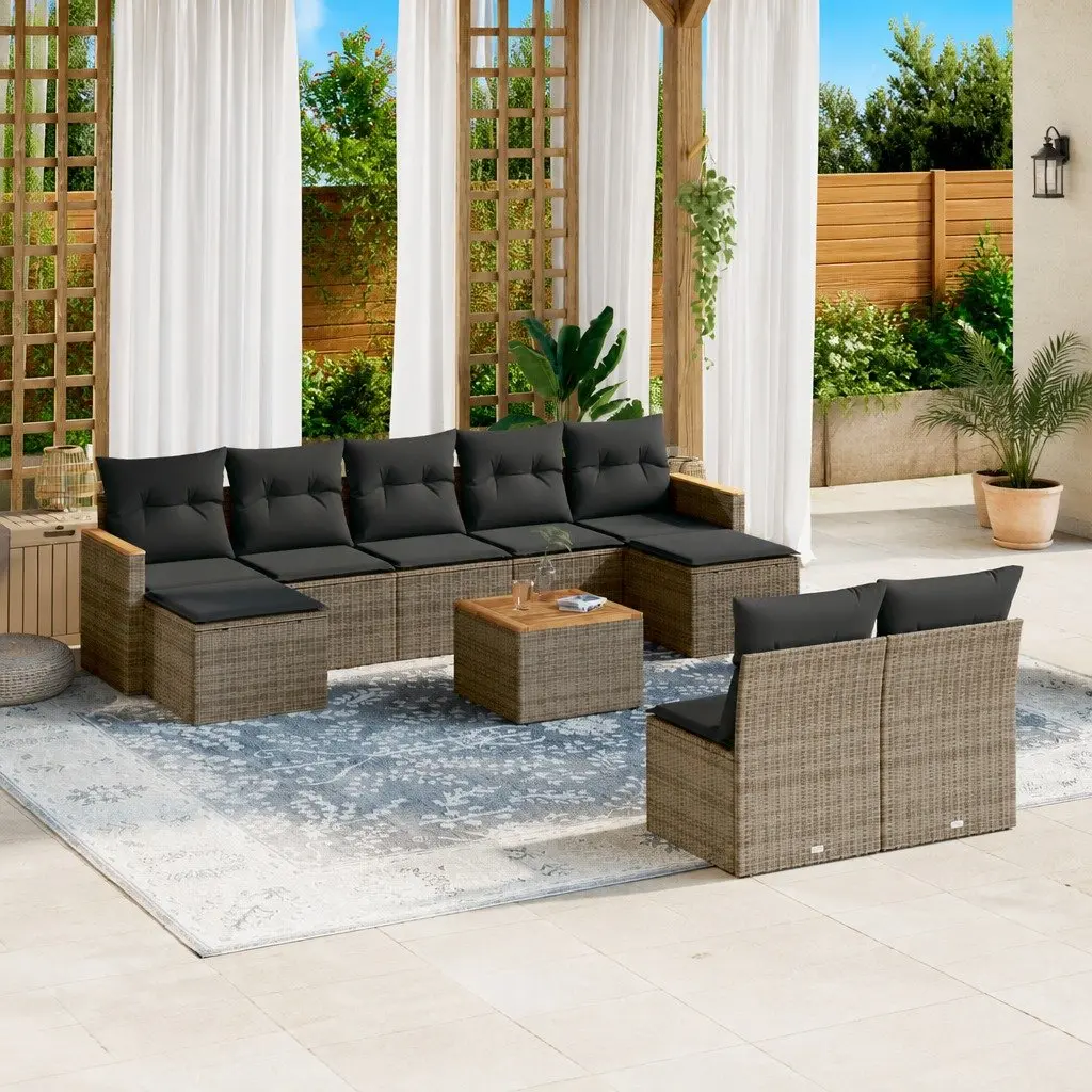 10 Piece Grey Garden Sofa Set